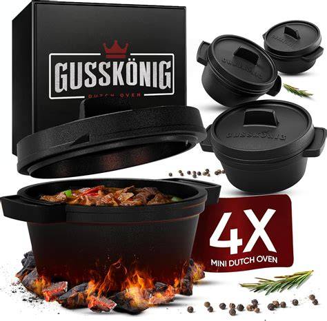 Mini Dutch Oven mit geschichtetem Obst und Streuseln