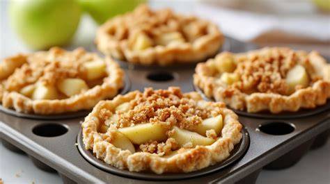Mini-Apfelkuchen in Muffinform mit Gitterteig und Zimt-Zucker