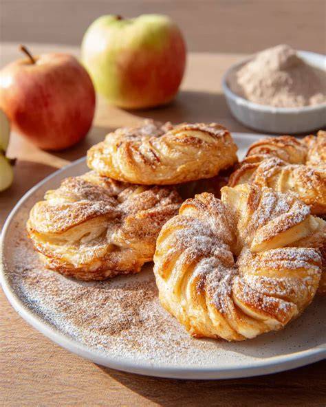 Mini-Apple-Pies, Croissants mit Apfelfüllung und Apfelringe in Blätterteig