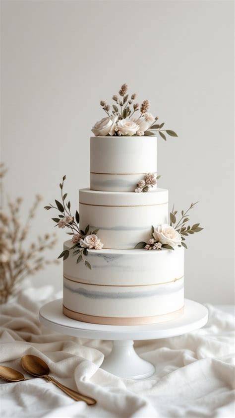 Minimalistische, skulpturale Hochzeitstorte