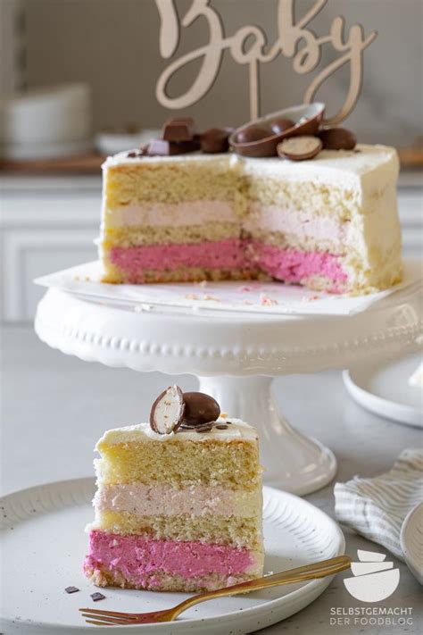 Minimalistische Babytorte ohne Fondant - Beispiel einer Gender Reveal Torte