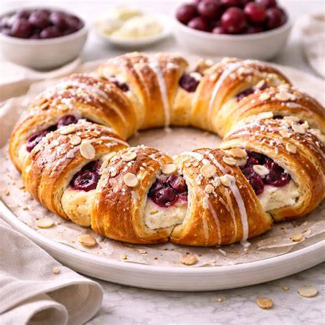 Mirabellen-Mango-Marmelade auf Croissant mit Frischkäse