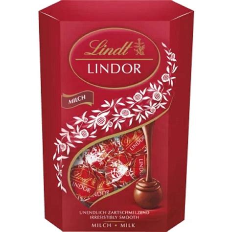 Mischbeutel verschiedene Lindor Sorten, Nahaufnahme und Versandkarton daneben