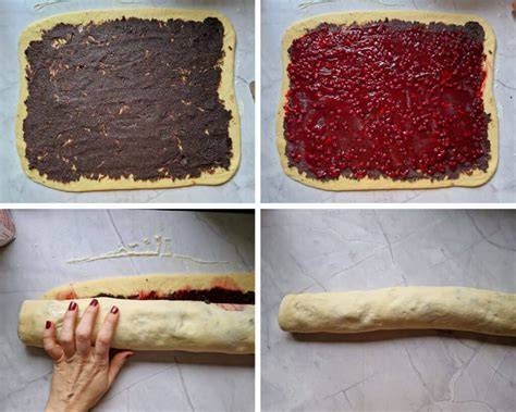 Mohnfüllung mit Aprikosenmarmelade und Preiselbeeren