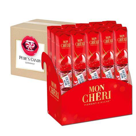 Mon Chéri Pralinen: geöffnete Praline mit Kirsche und Likör