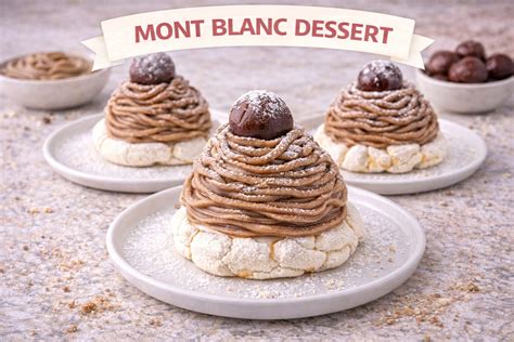 Mont Blanc Dessert mit Baiser und Maronencreme