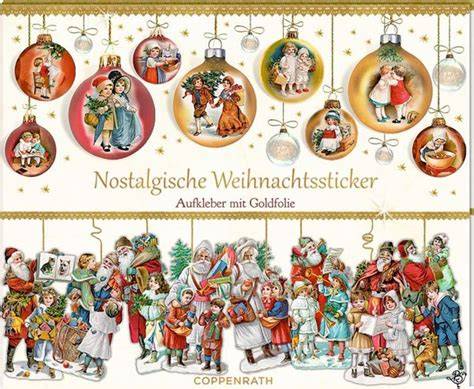 Motivbeispiele nostalgische Weihnachtssticker: Engel, Sterne, Tannenzweige