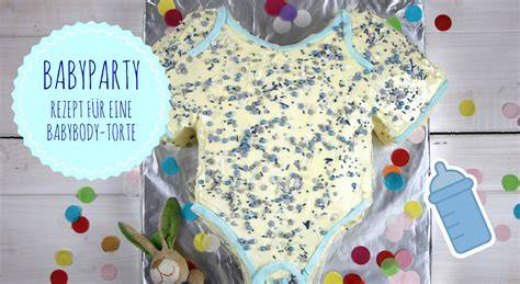 Motivtorten für die Babyparty: Body, Babywagen, Elefant