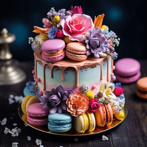 Muffins, Cupcakes, Macarons und Torte mit Nuss-Nougat-Creme-Füllung