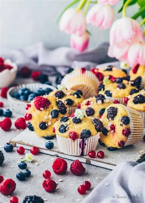 Muffins mit frischen Beeren als zuckerfreie Variante