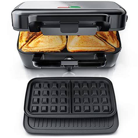 Multifunktionales 3-in-1 Sandwichmaker und Waffeleisen mit Wechselplatten