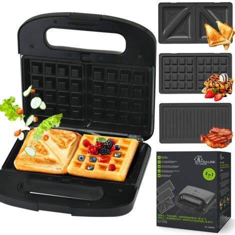 Multifunktionales Waffeleisen mit austauschbaren Platten für Sandwiches und Waffeln