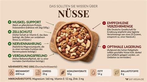 Nährstoffgehalt verschiedener Nüsse als Infografik