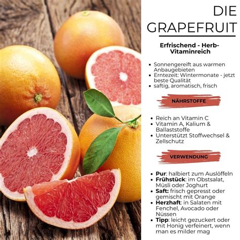 Nährstofftabelle Grapefruit: Vitamin C, Kalium, Ballaststoffe und Lycopin
