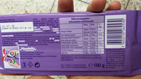 Nährwertangaben Schokolade