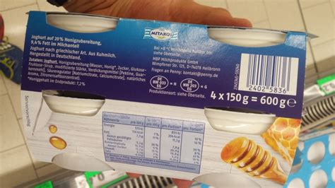 Nährwerte griechischer Joghurt mit Honig