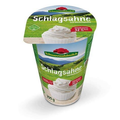 Nährwerte und Mengen für Schlagsahne