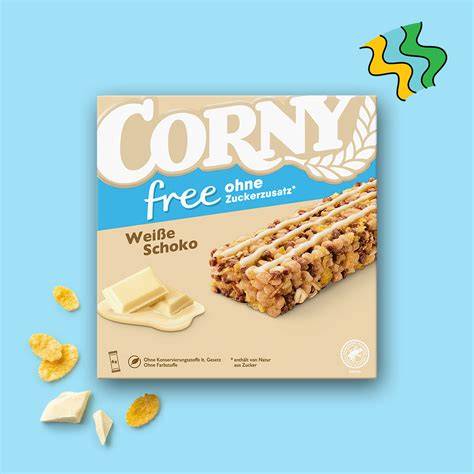 Nährwerttabelle Corny Free Weiße Schoko mit Hervorhebung Polyole und Zucker