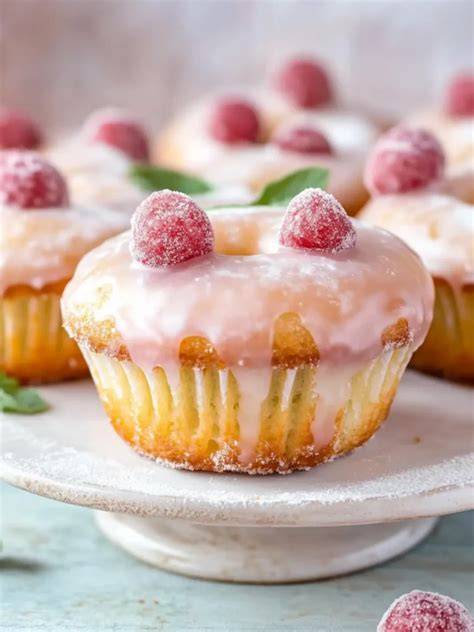 Nahaufnahme: glasierte Muffins mit halben Trauben und Pistazienstreuseln