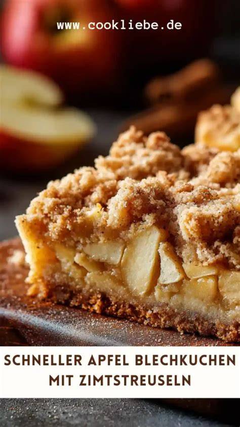 Nahaufnahme von knusprigen Zimtstreuseln auf Apfelkuchen