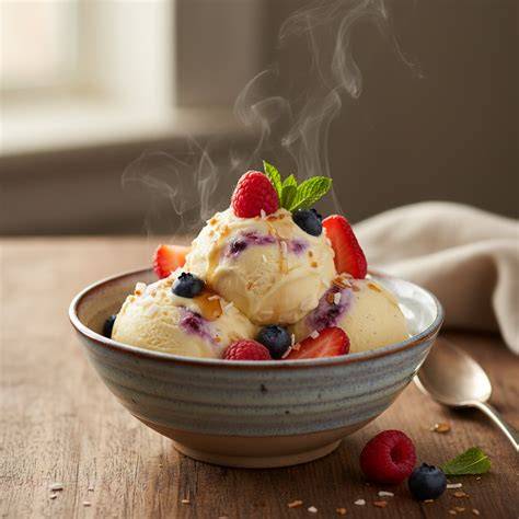 Nicecream aus gefrorenen Bananen mit Beeren