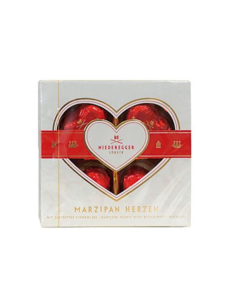 Niederegger Marzipan Champagner Herzen - Hochwertige Schokoladenpralinen