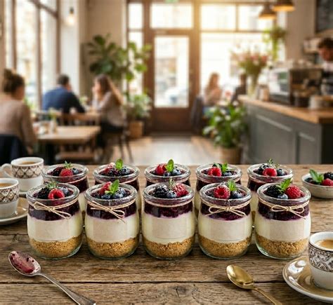 No-Bake Cheesecake im Glas mit Beeren