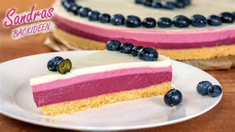 No-Bake Heidelbeer-Kokos-Torte mit schnittfester Quarkcreme ohne Gelatine