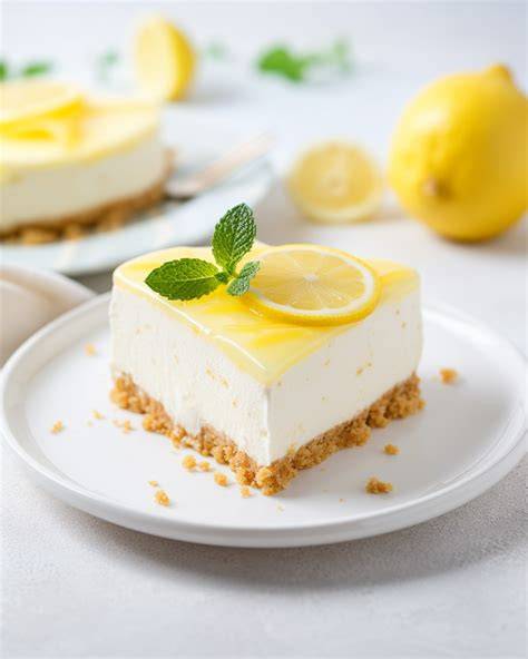 No-Bake Lemon Cheesecake mit frischem Zitronentopping