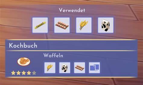 Normale Waffeln - Weizen, Eier, Milch, Zuckerrohr (Schema)