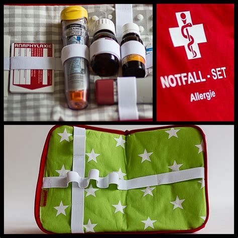 Notfallset mit EpiPen neben Kiwi