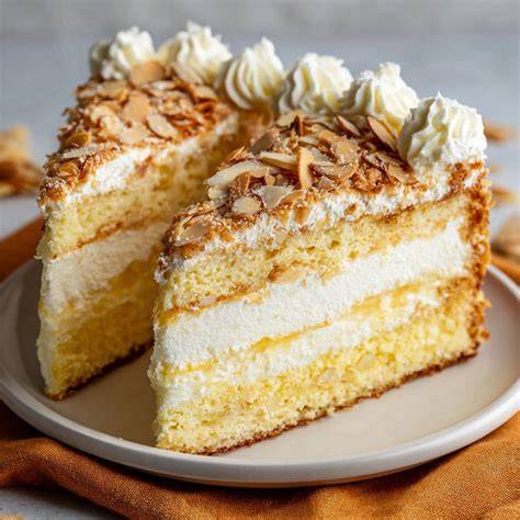 Nougat Torte angeschnitten, zeigt Schichten und Kokosfett-Creme