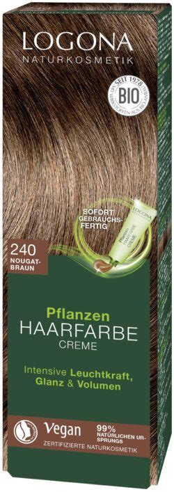 Nougatbraun Haarfarbe Fläschchen und natürliche Inhaltsstoffe