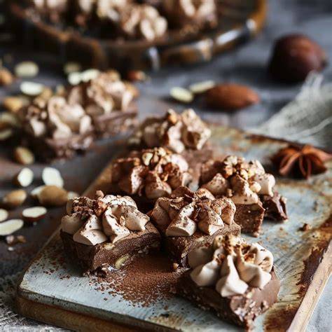 Nuss Nougat und Haselnüsse zur Dekoration