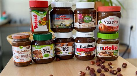 Nussanteile im Vergleich: Gläser verschiedener Nougatcremes