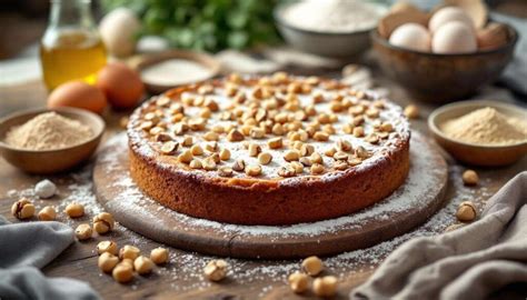 Nusskuchen fertig zusammengesetzt und dekoriert