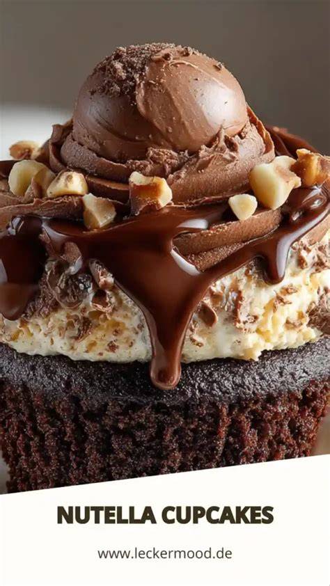 Nutella Cupcakes mit Frosting, dekoriert für Kinderparty