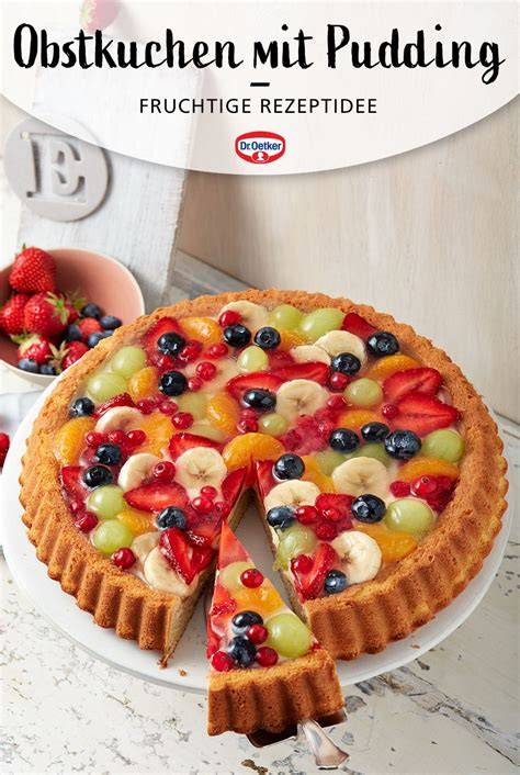 Obstkuchen mit Pudding Mandala-Anrichtung