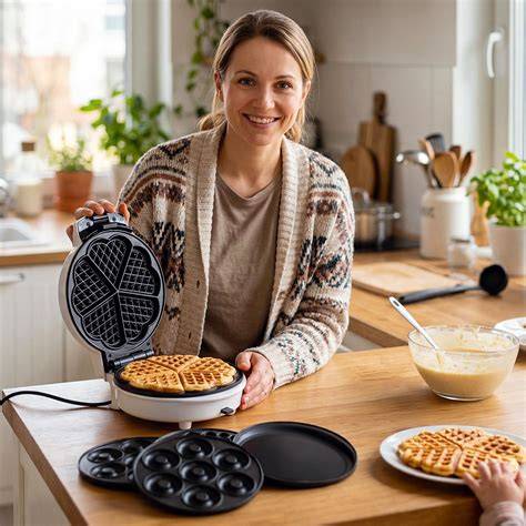 Offenes Waffeleisen mit Teigportion