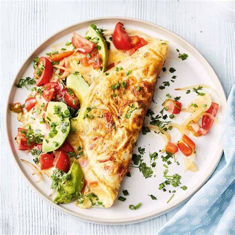 Omelette mit Tomaten und Avocado