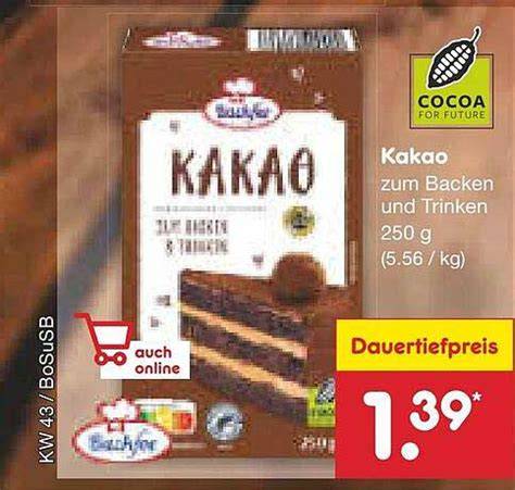 Online Bestelloptionen für Kakao und Schokolade bei Netto