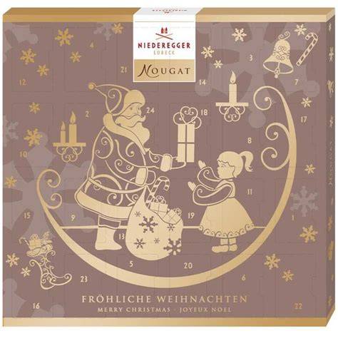 Opulente Motive und feine Verpackung des Niederegger Nougat Adventskalenders