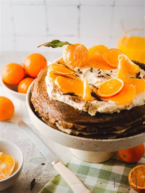 Orangen No‑Bake Torte mit Mango‑Dekor