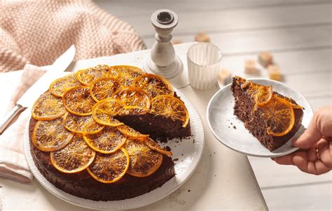 Orangen-Lebkuchen-Tarte mit kandierten Orangen