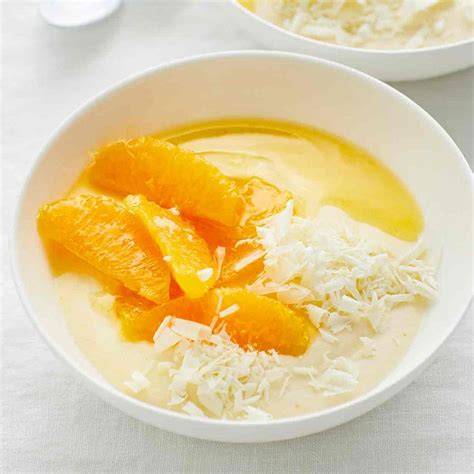 Orangenkompott mit Filets und Vanilleschaum