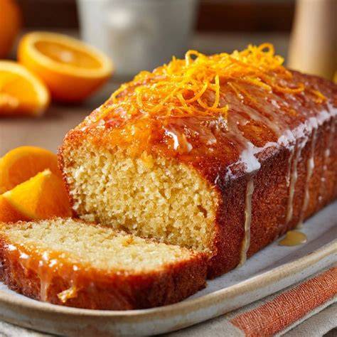 Orangenkuchen mit glänzender Glasur auf Gitter