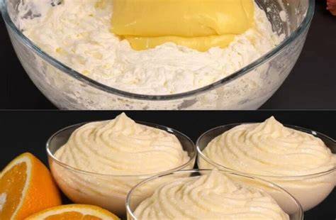 Orangenpudding mit Mascarpone und Sahne