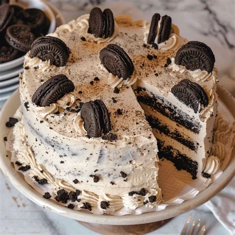 Oreo-Kuchen mit Pudding - Anschnitt und Zutaten