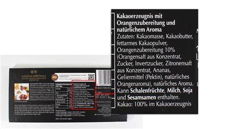 Oster-Schokolade-Regal mit Zutatenliste