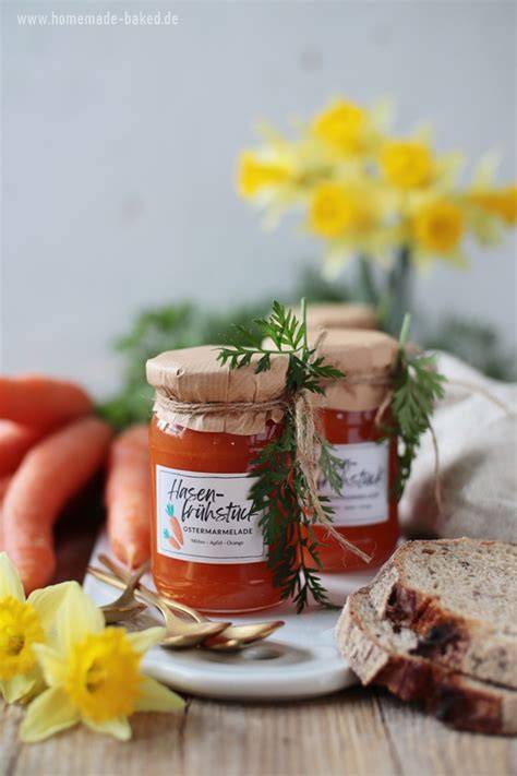 Ostermarmelade als Geschenk, dekorierte Gläser